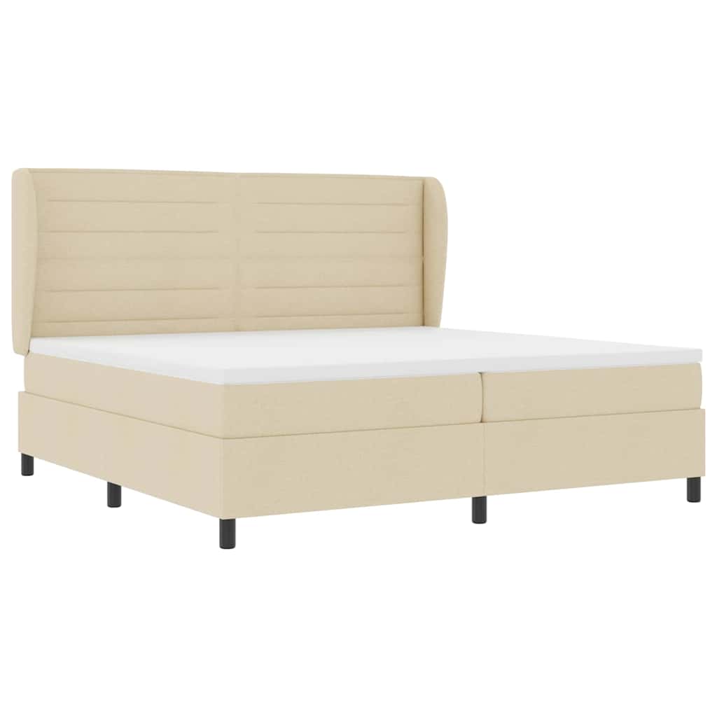 Box spring seng med madras Creme 200 x 200 cm Stof