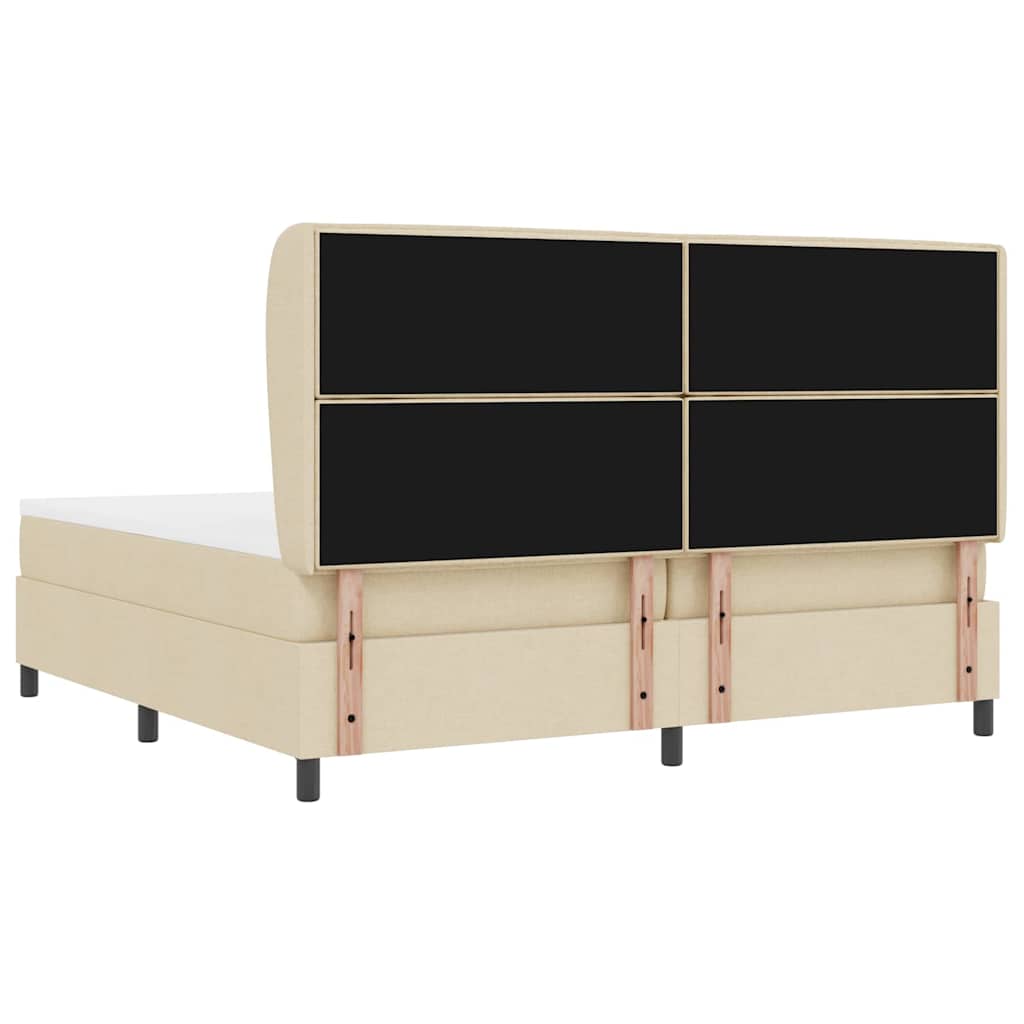 Box spring seng med madras Creme 200 x 200 cm Stof