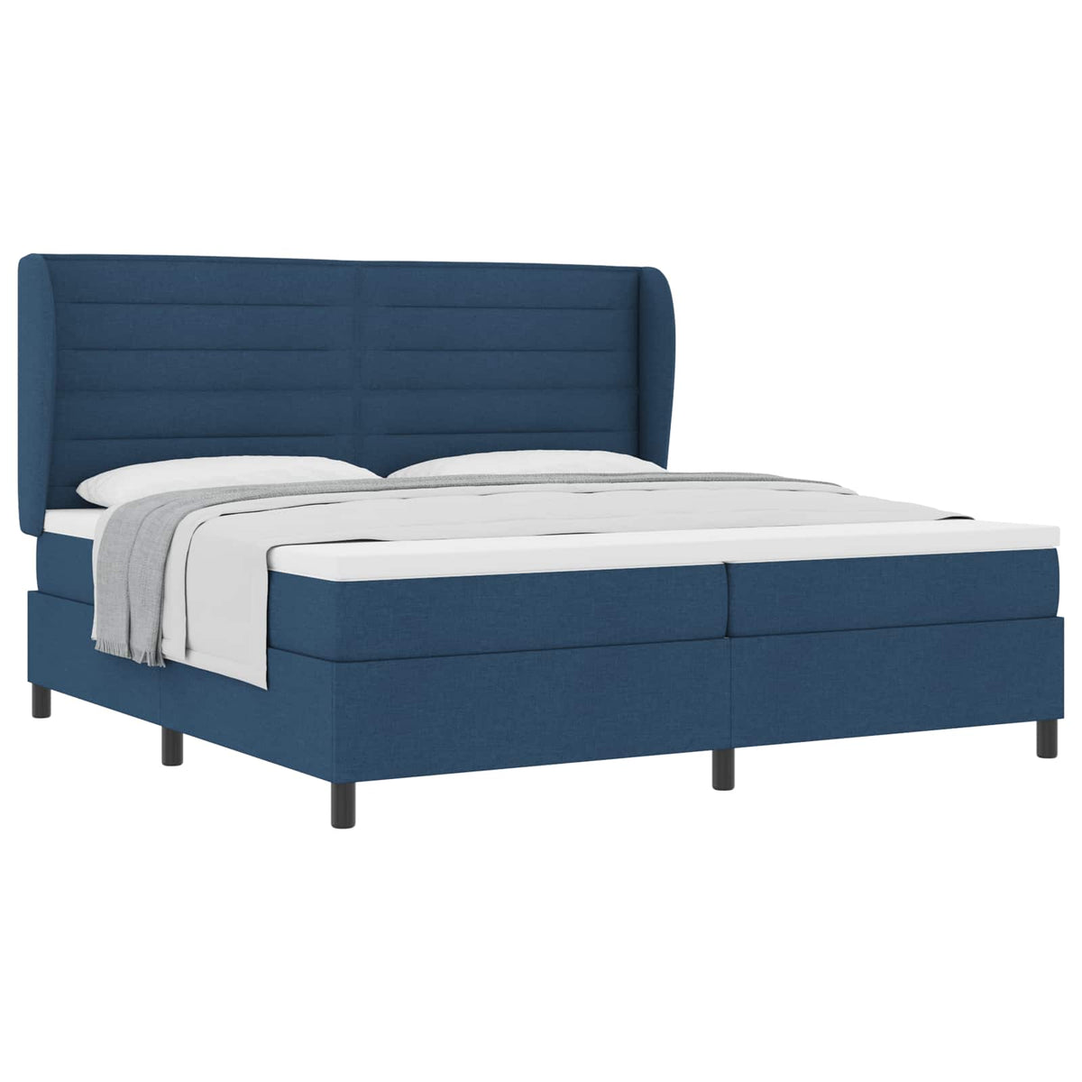 Box spring seng med madras med hovedgærde Blå 200 x 200 cm Stof