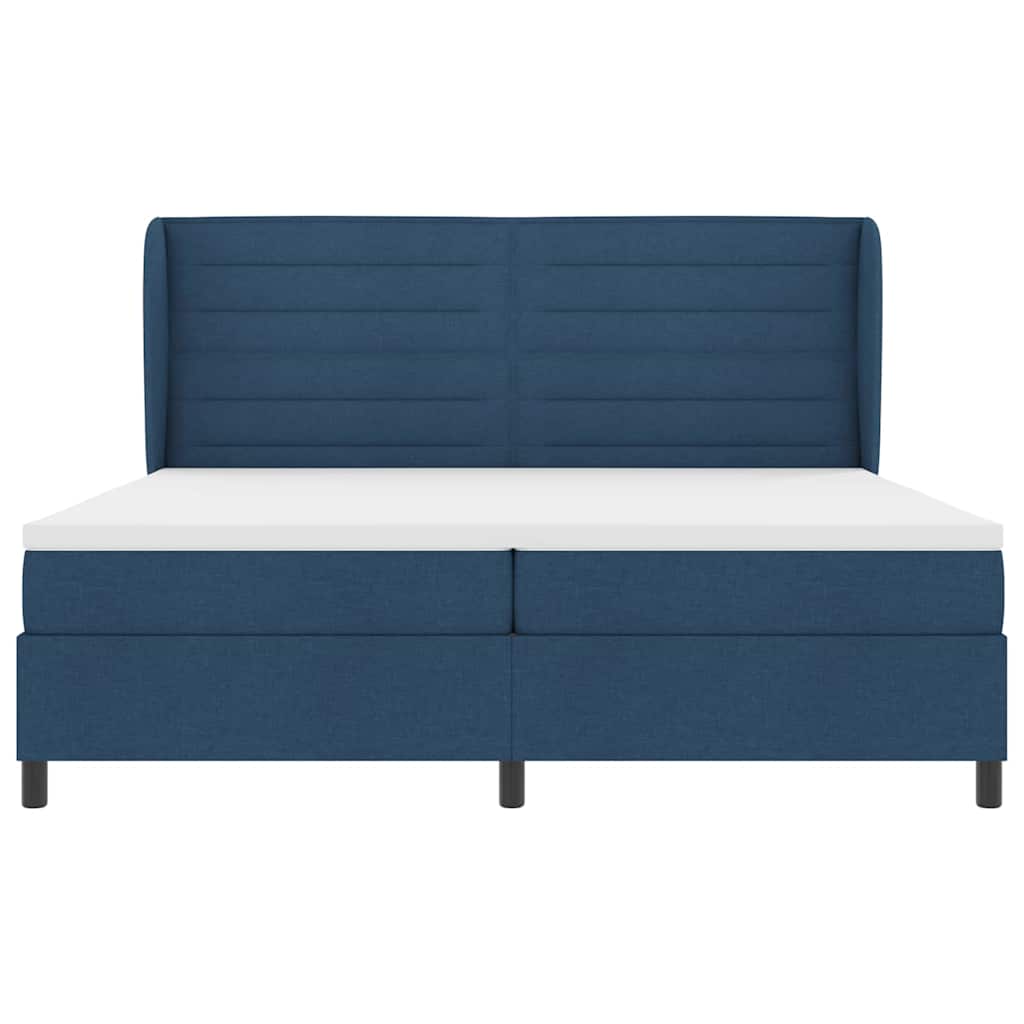 Box spring seng med madras med hovedgærde Blå 200 x 200 cm Stof