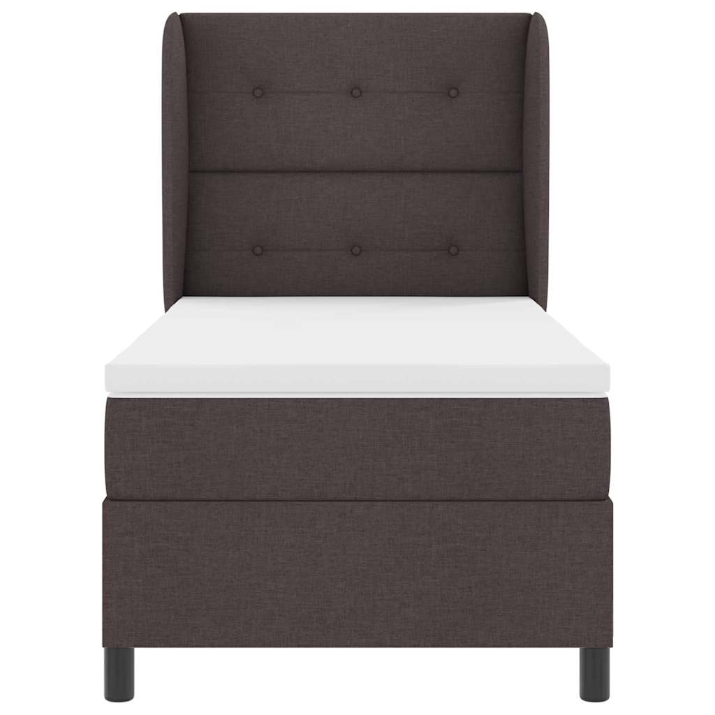 Box spring seng med hovedgærde Mørkebrun 90 x 190 cm Stof