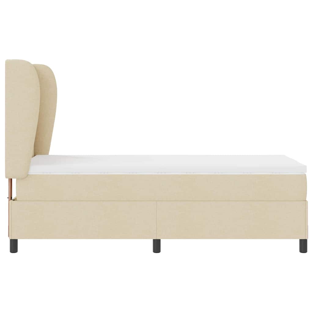 Box spring seng med hovedgærde Creme 90 x 200 cm Stof
