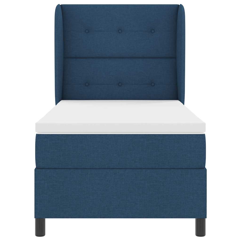 Box spring seng med hovedgærde Blå 90 x 200 cm Stof