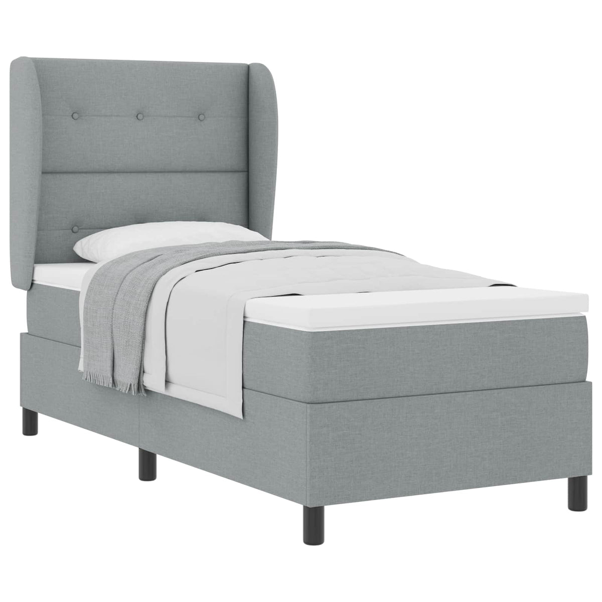 Box spring seng med hovedgærde Lysegrå 100 x 200 cm Stof