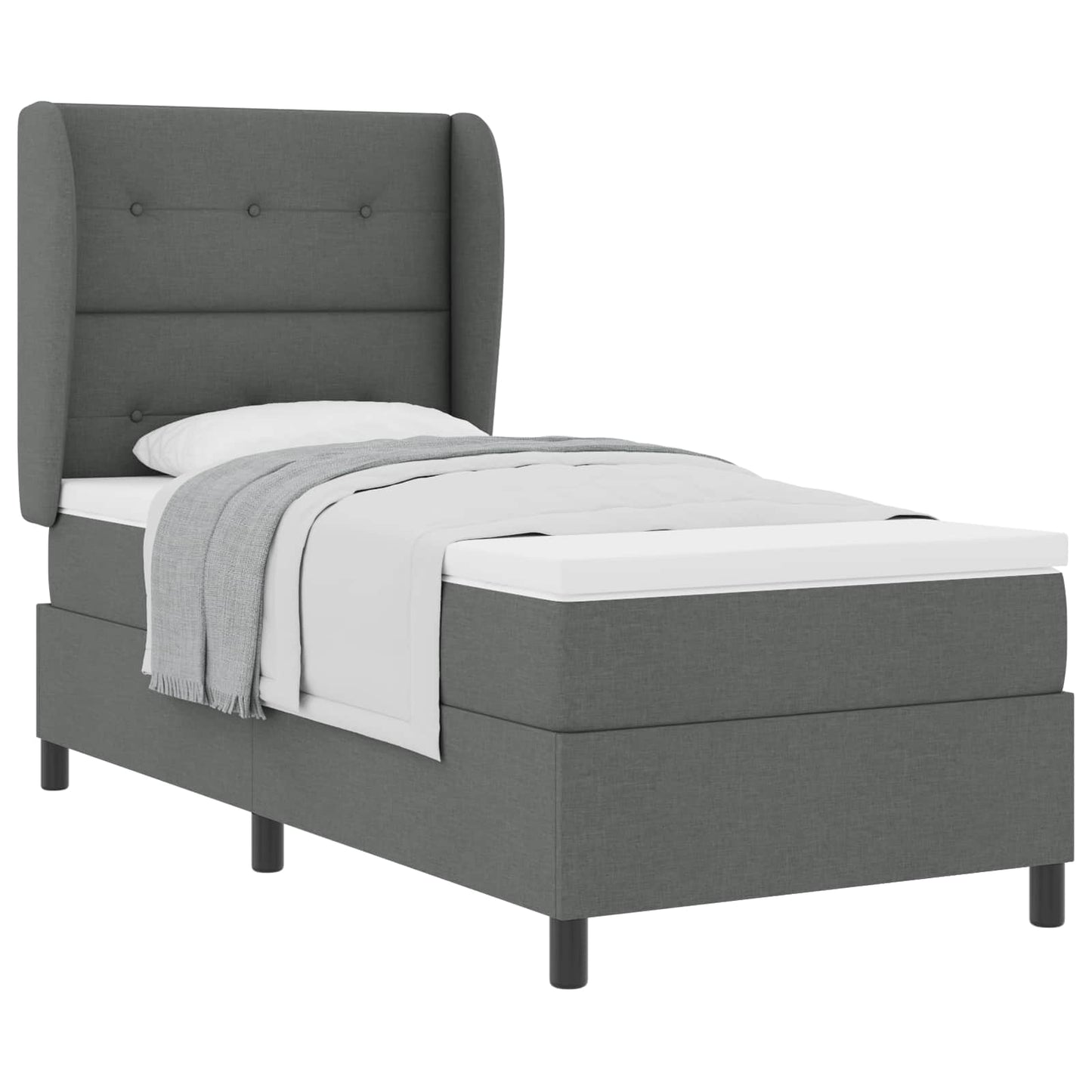 Box spring seng med hovedgærde Mørkegrå 100 x 200 cm Stof
