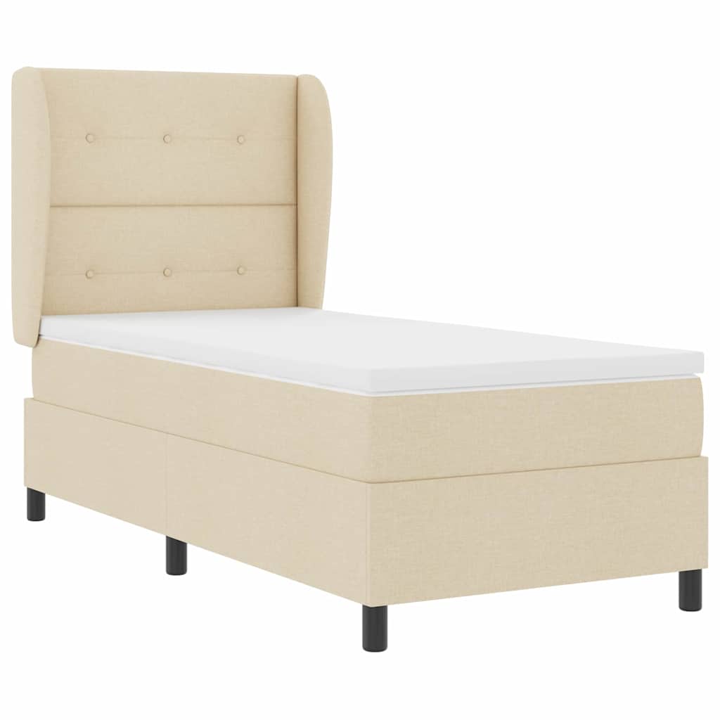 Box spring seng med hovedgærde Creme 100 x 200 cm Stof