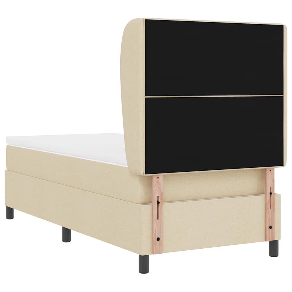 Box spring seng med hovedgærde Creme 100 x 200 cm Stof