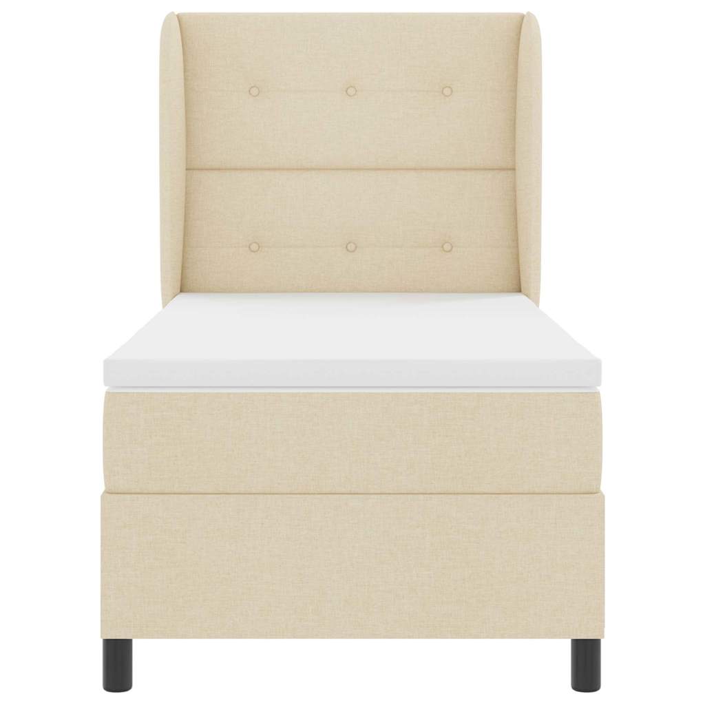 Box spring seng med hovedgærde Creme 100 x 200 cm Stof