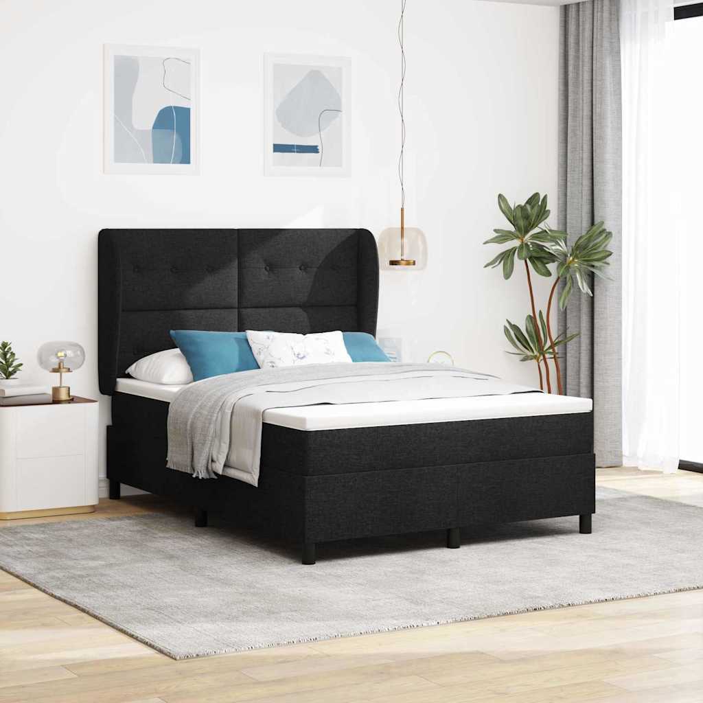 Box spring seng med hovedgærde Sort 140 x 200 cm Stof