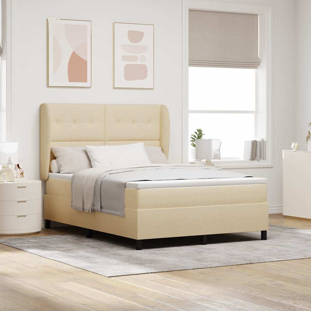 Box spring seng med hovedgærde Creme 160 x 200 cm Stof