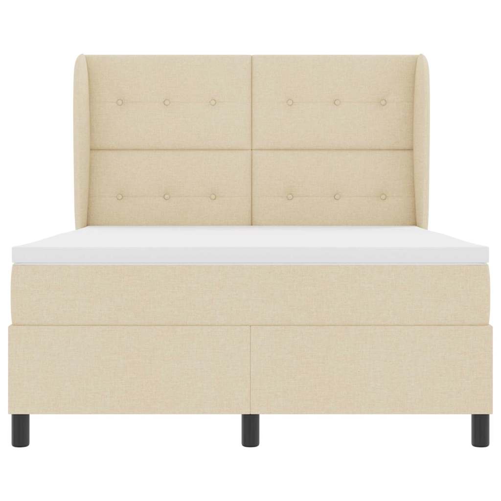 Box spring seng med hovedgærde Creme 160 x 200 cm Stof