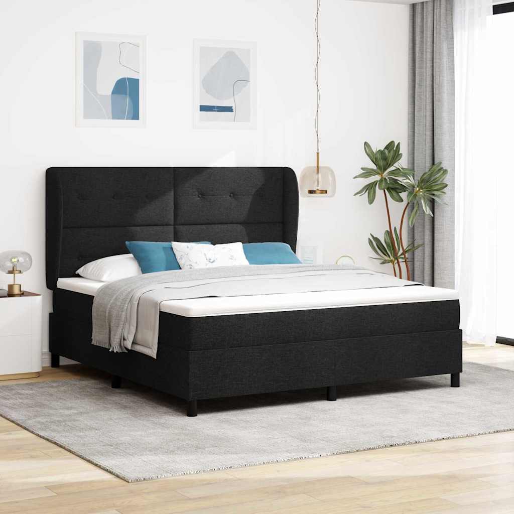 Box spring seng med hovedgærde Sort 180 x 200 cm Stof