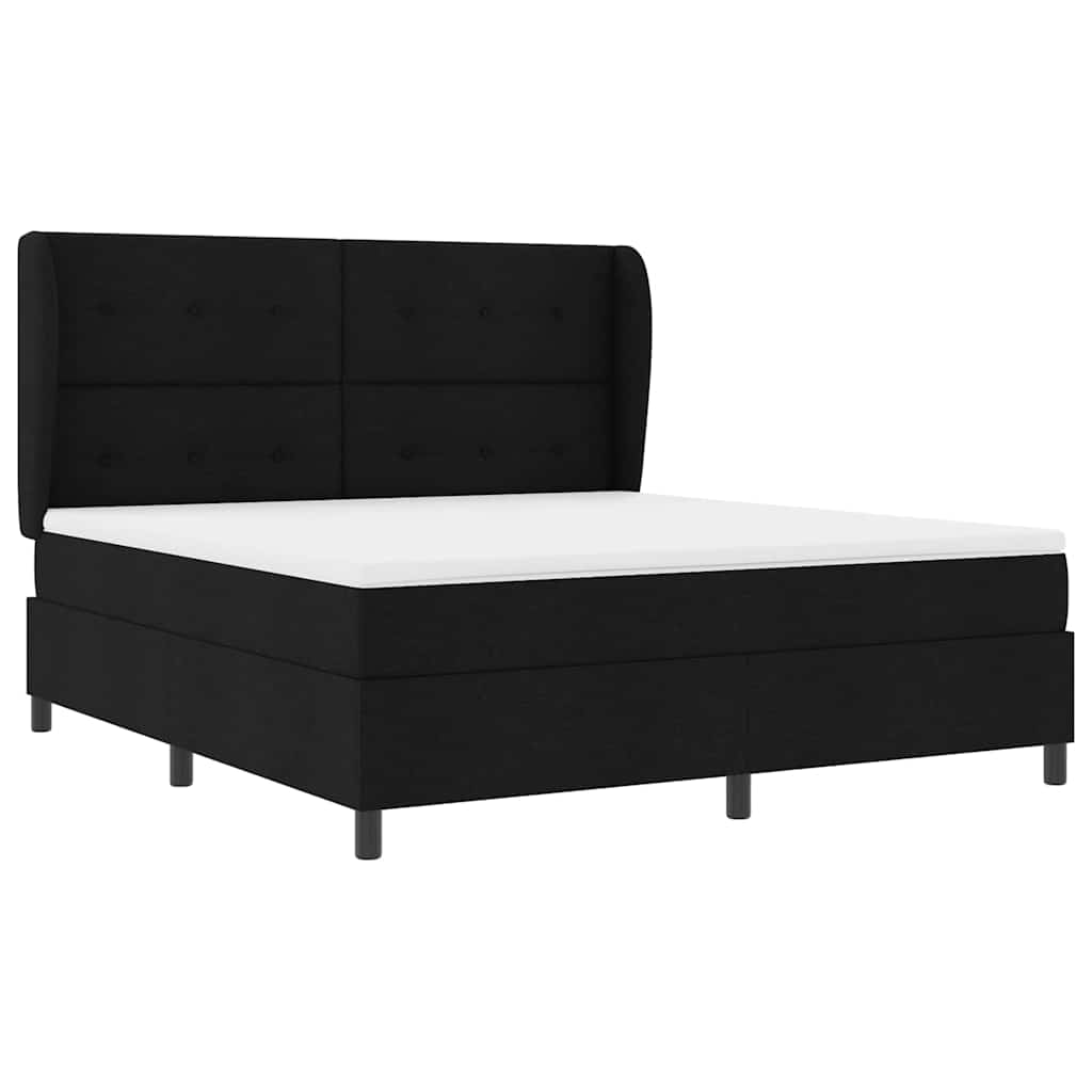 Box spring seng med hovedgærde Sort 180 x 200 cm Stof
