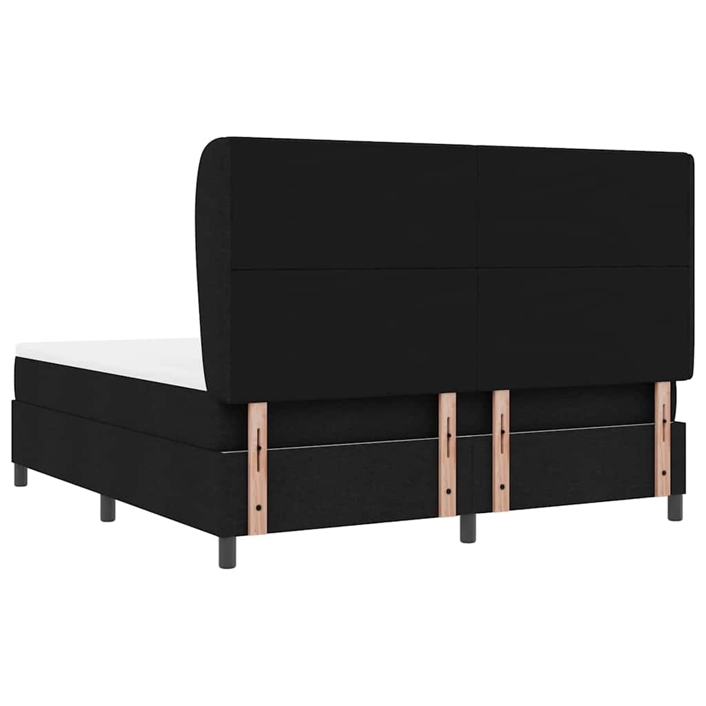 Box spring seng med hovedgærde Sort 180 x 200 cm Stof