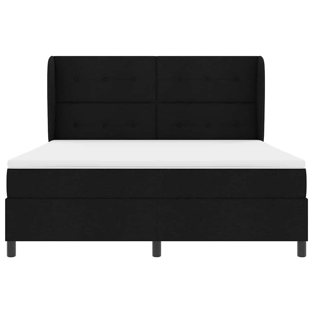 Box spring seng med hovedgærde Sort 180 x 200 cm Stof