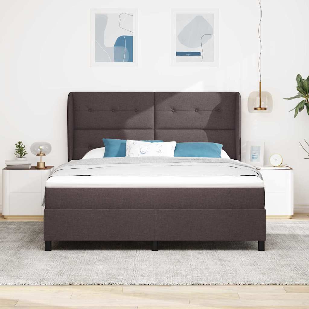 Box spring seng med hovedgærde Mørkebrun 180 x 200 cm Stof