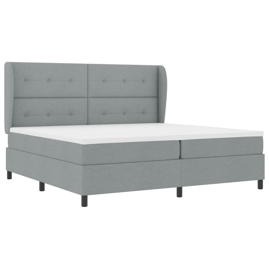 Box spring seng med hovedgærde Lysegrå 200 x 200 cm Stof
