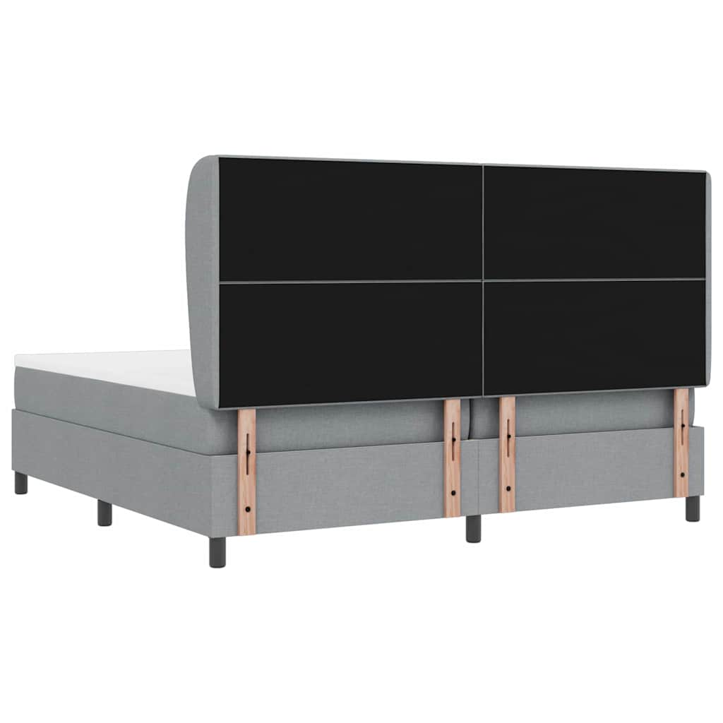 Box spring seng med hovedgærde Lysegrå 200 x 200 cm Stof
