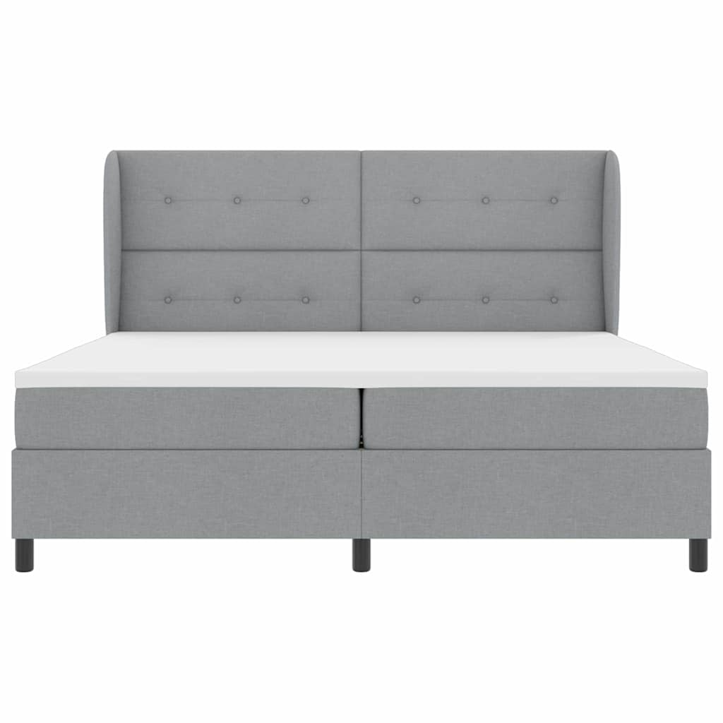 Box spring seng med hovedgærde Lysegrå 200 x 200 cm Stof