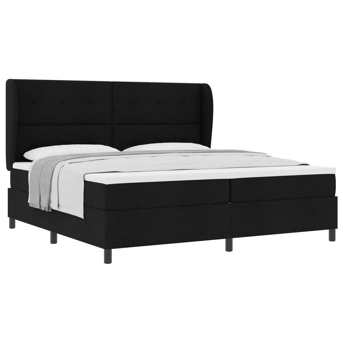 Box spring seng med hovedgærde Sort 200 x 200 cm Stof