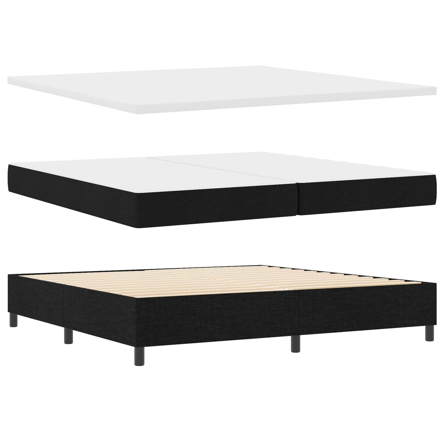 Box spring seng med hovedgærde Sort 200 x 200 cm Stof