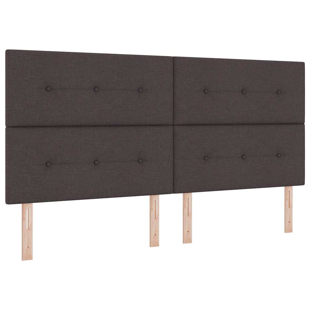 Box spring seng med hovedgærde Mørkebrun 200 x 200 cm Stof