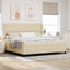 Box spring seng med hovedgærde Creme 200 x 200 cm Stof