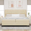 Box spring seng med hovedgærde Creme 200 x 200 cm Stof