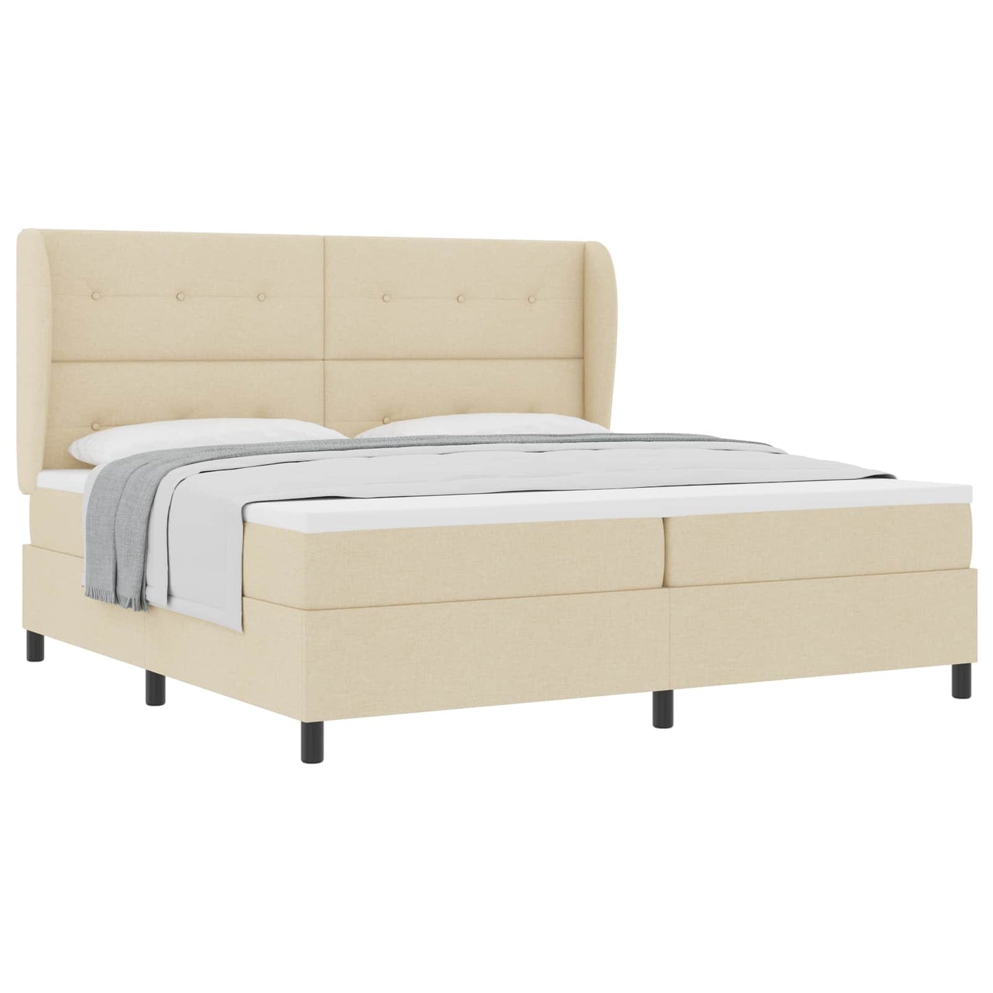 Box spring seng med hovedgærde Creme 200 x 200 cm Stof