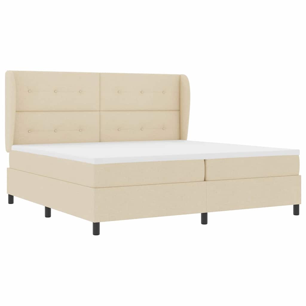 Box spring seng med hovedgærde Creme 200 x 200 cm Stof