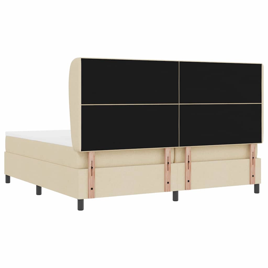 Box spring seng med hovedgærde Creme 200 x 200 cm Stof