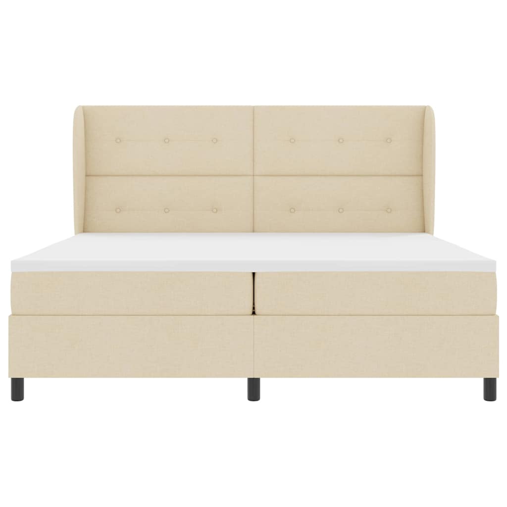 Box spring seng med hovedgærde Creme 200 x 200 cm Stof