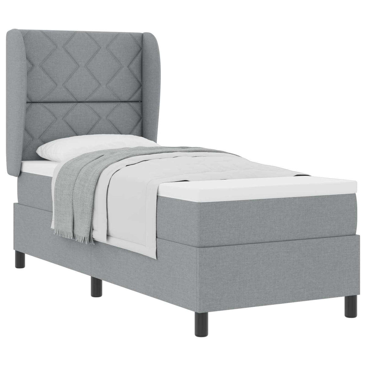 Box spring seng med hovedgærde Lysegrå 80 x 200 cm Stof