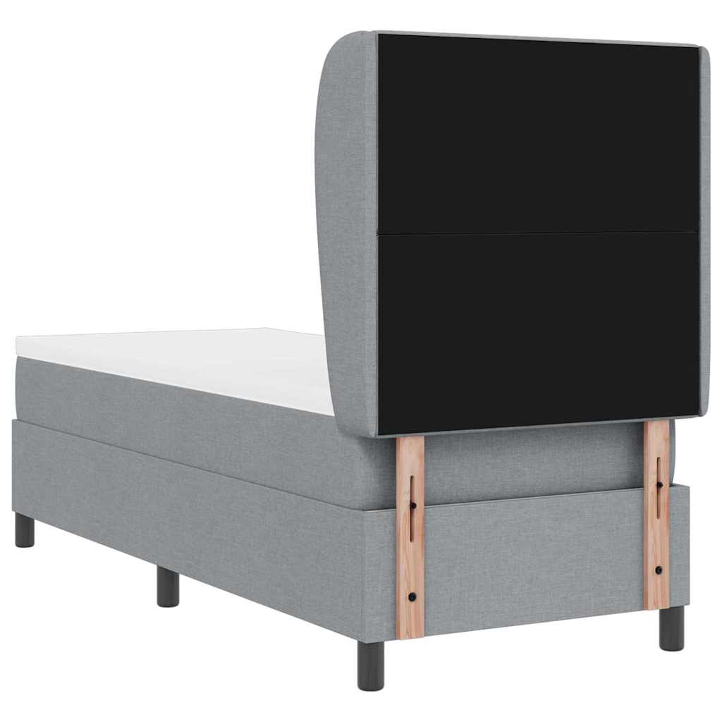 Box spring seng med hovedgærde Lysegrå 80 x 200 cm Stof