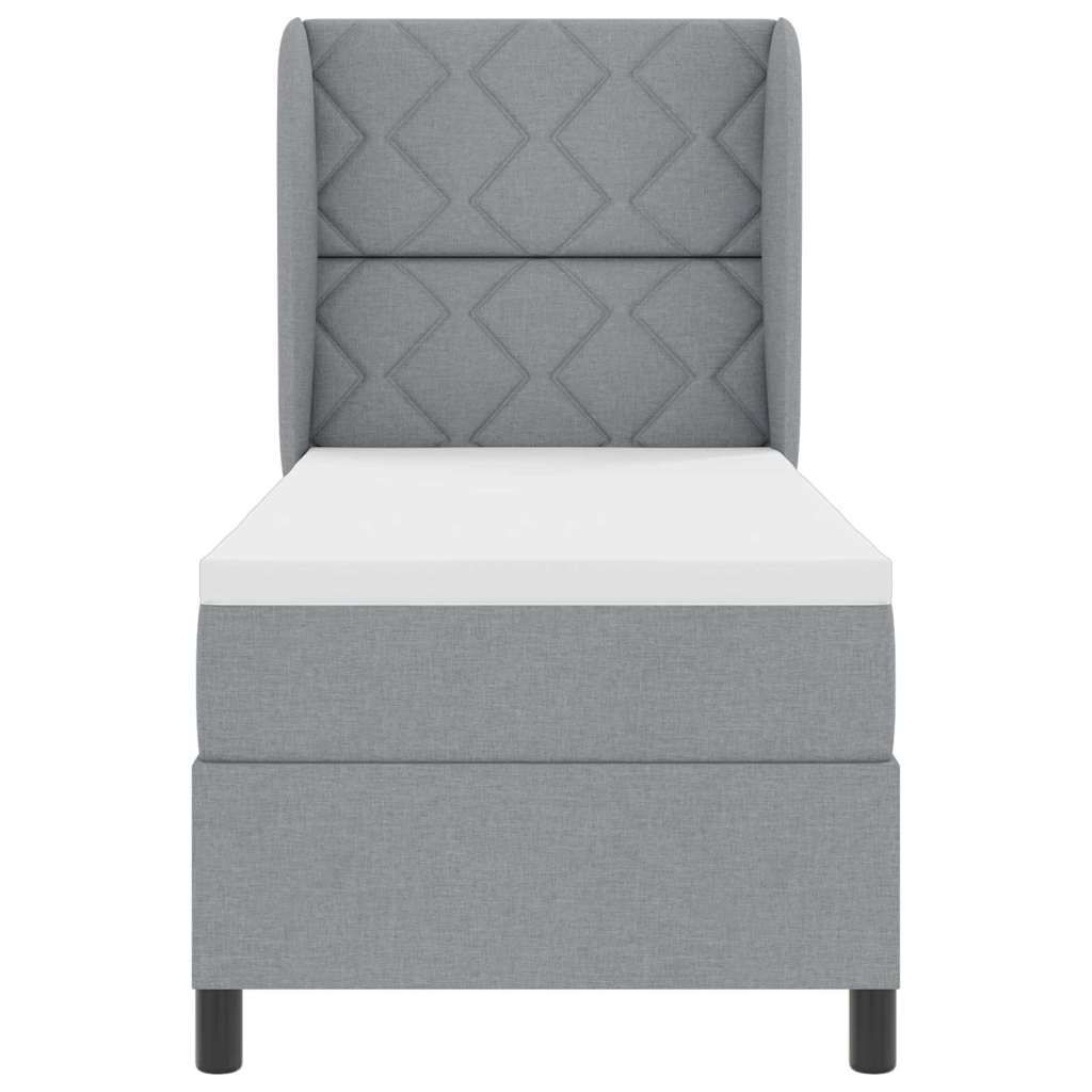 Box spring seng med hovedgærde Lysegrå 80 x 200 cm Stof