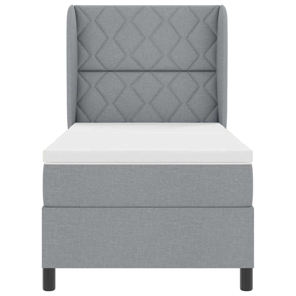 Box spring seng med hovedgærde Lysegrå 90 x 190 cm Stof