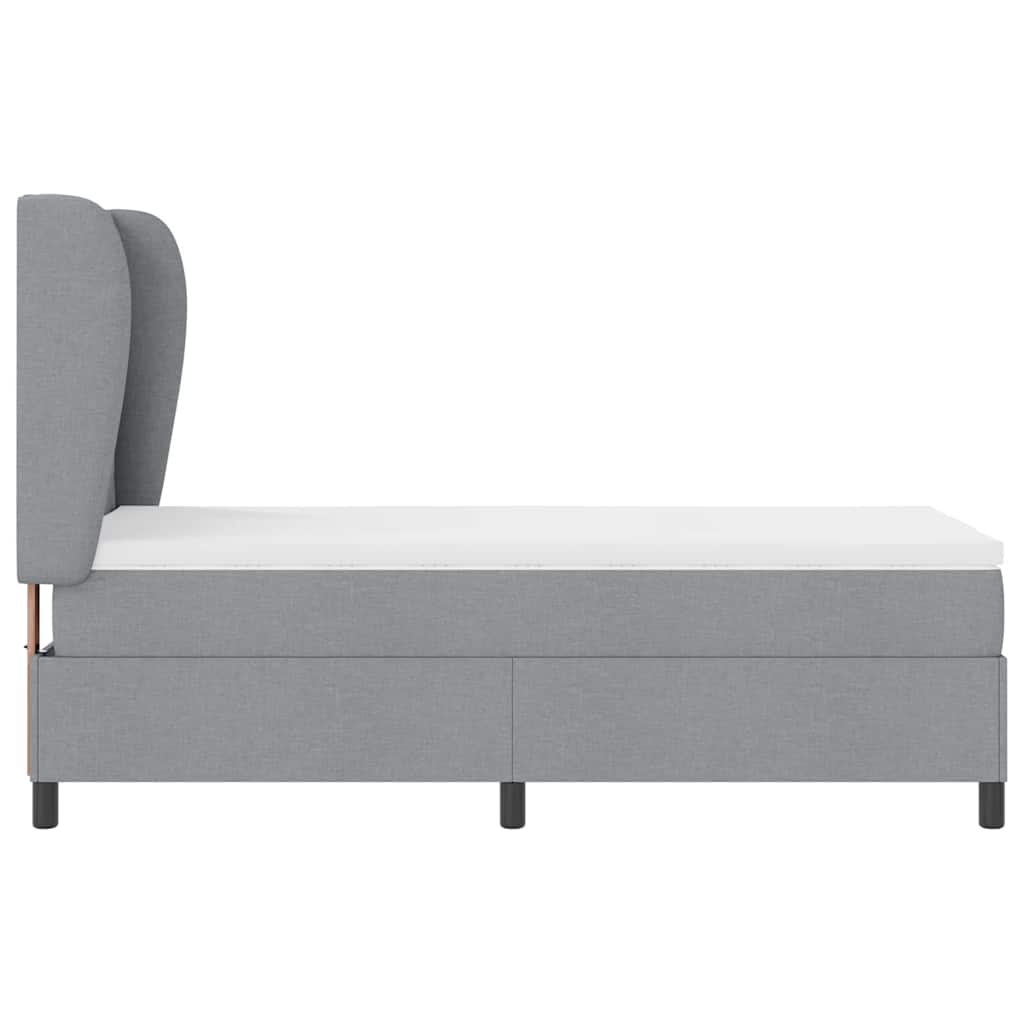 Box spring seng med hovedgærde Lysegrå 90 x 190 cm Stof