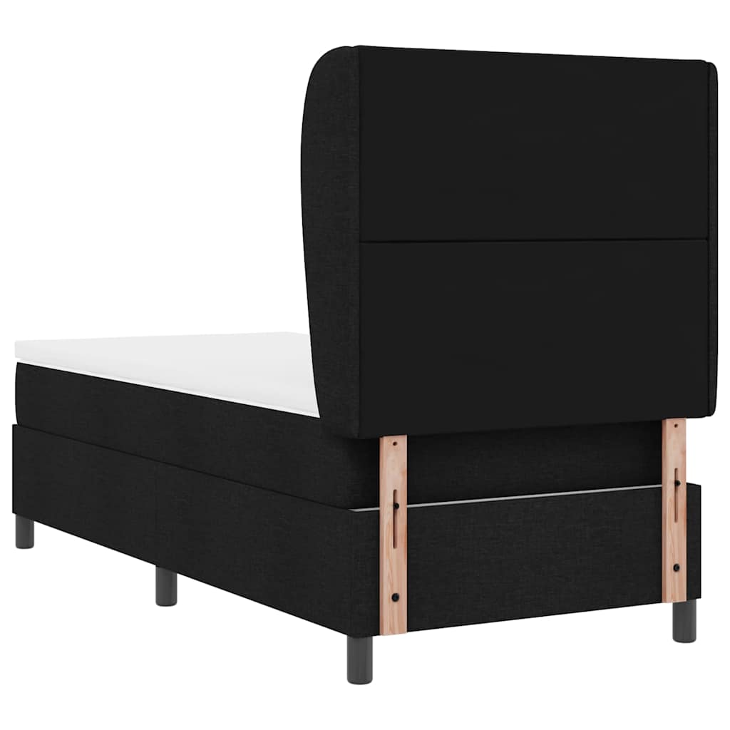 Box spring seng med hovedgærde Sort 90 x 190 cm Stof