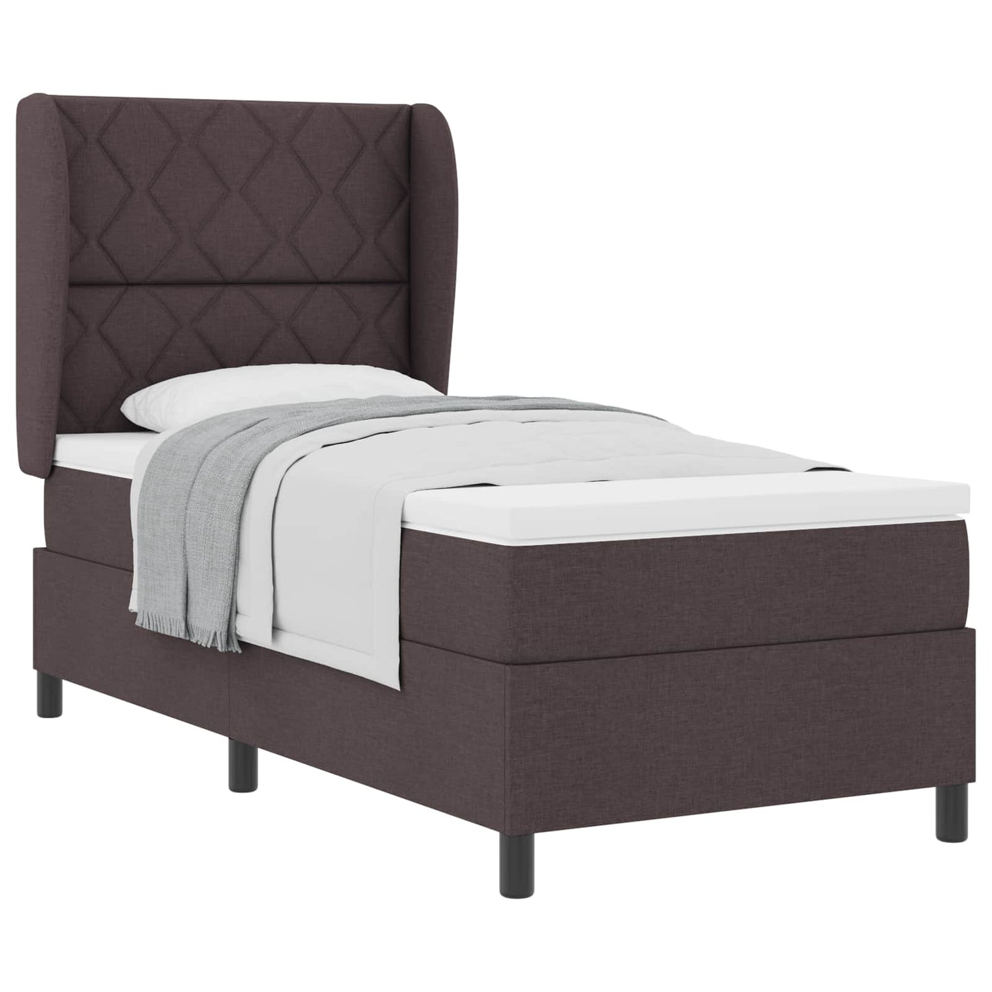 Box spring seng med hovedgærde Mørkebrun 90 x 190 cm Stof
