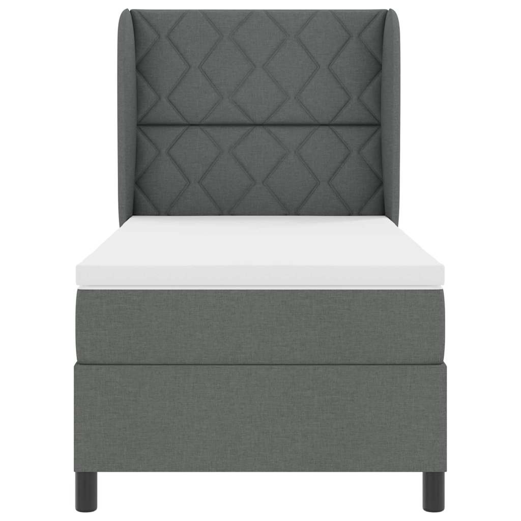 Box spring seng med hovedgærde Mørkegrå 90 x 200 cm Stof