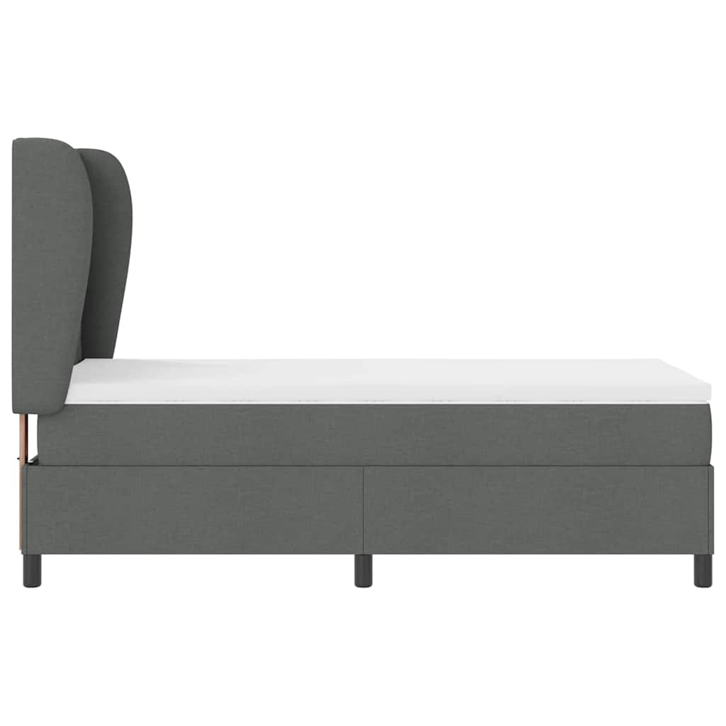 Box spring seng med hovedgærde Mørkegrå 90 x 200 cm Stof
