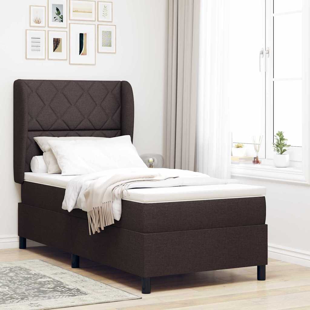 Box spring seng med hovedgærde Mørkebrun 90 x 200 cm Stof