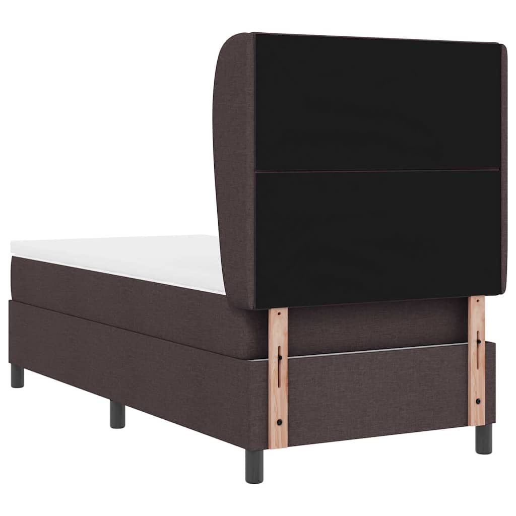 Box spring seng med hovedgærde Mørkebrun 90 x 200 cm Stof