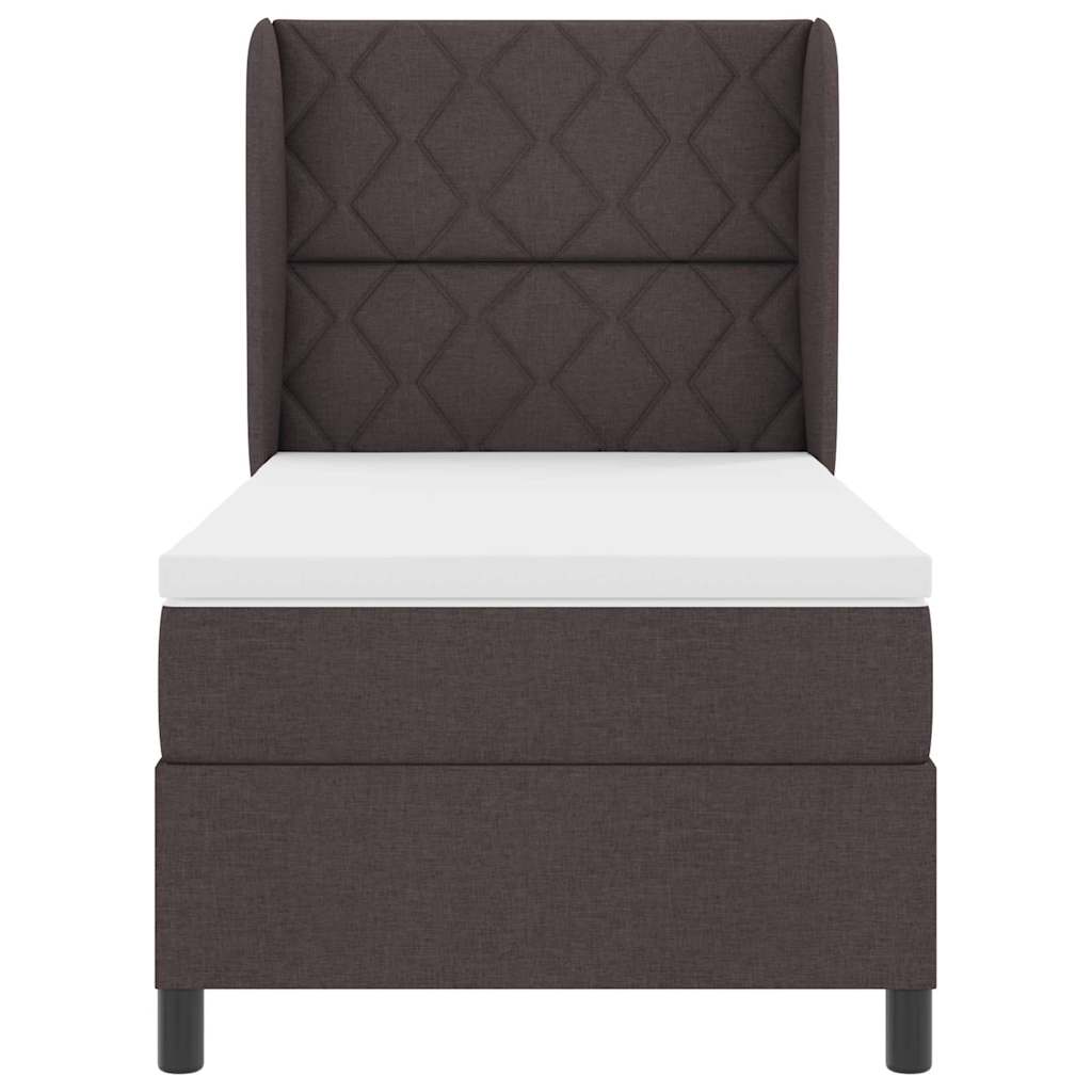 Box spring seng med hovedgærde Mørkebrun 90 x 200 cm Stof