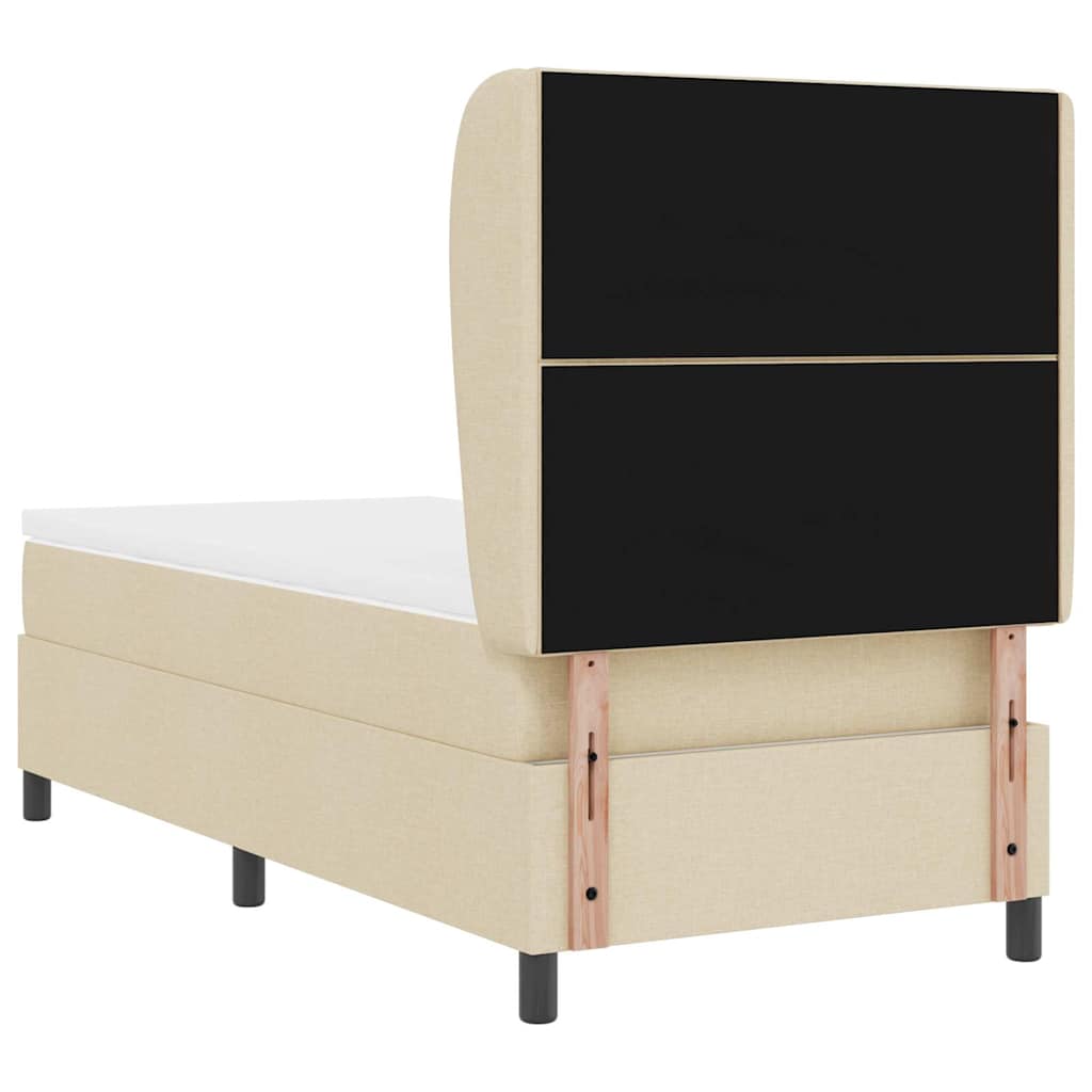 Box spring seng med hovedgærde Creme 90 x 200 cm Stof