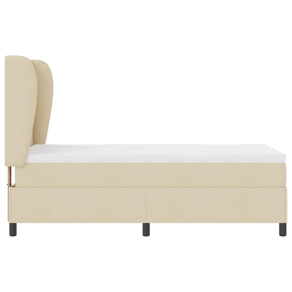 Box spring seng med hovedgærde Creme 90 x 200 cm Stof