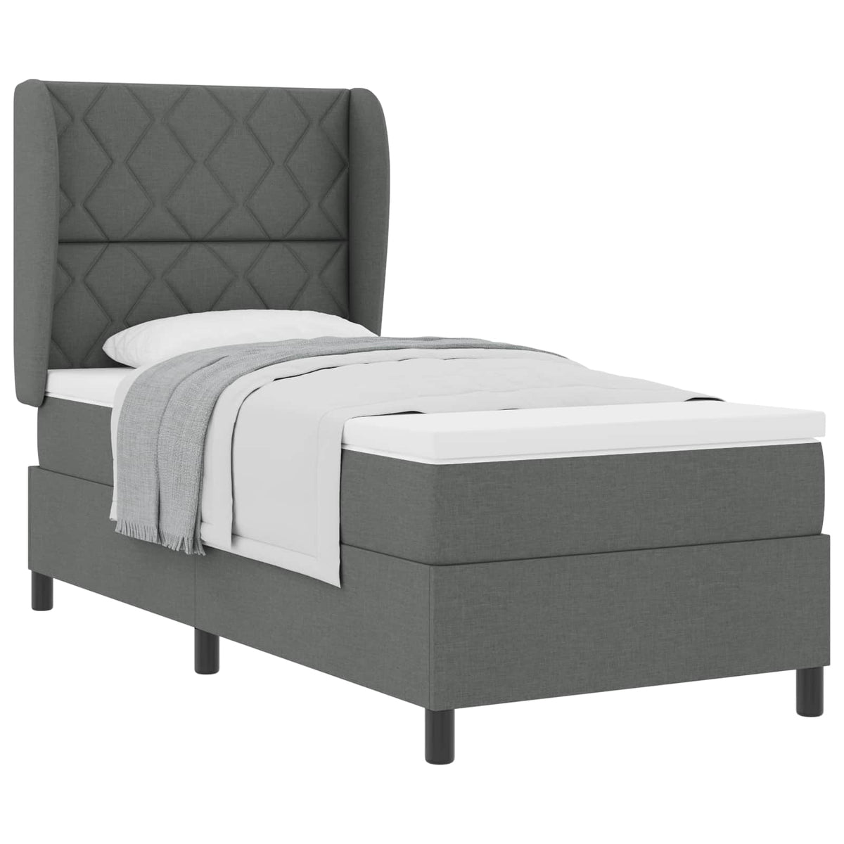 Box spring seng med hovedgærde Mørkegrå 100 x 200 cm Stof