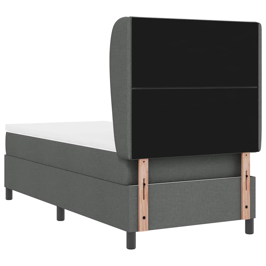 Box spring seng med hovedgærde Mørkegrå 100 x 200 cm Stof