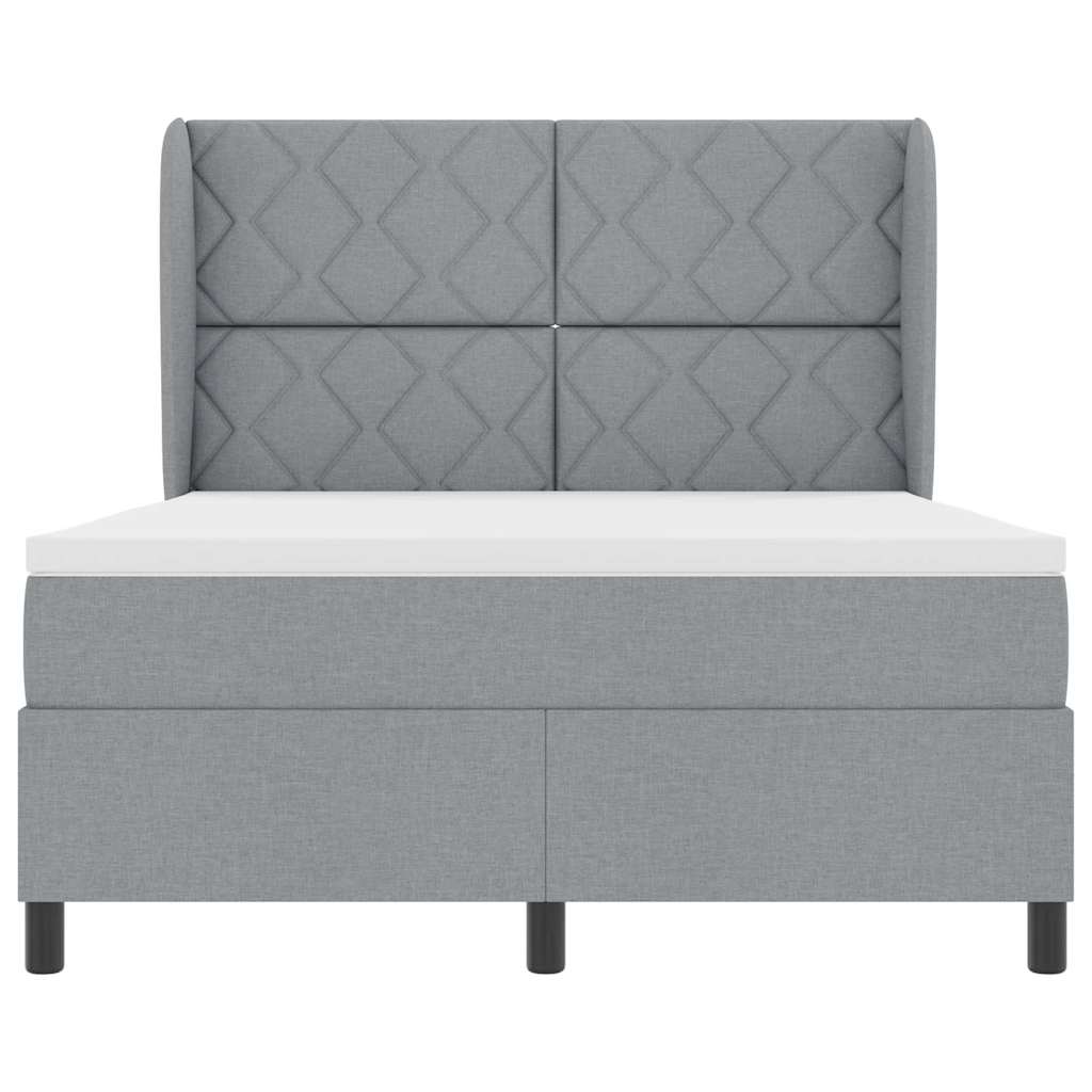 Box spring seng med hovedgærde Lysegrå 140 x 190 cm Stof