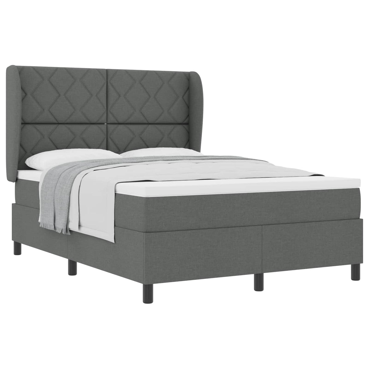Box spring seng med hovedgærde Mørkegrå 140 x 190 cm Stof